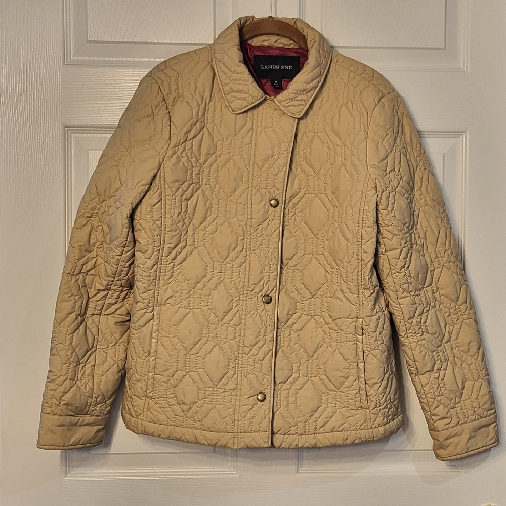 Lands End Primaloft Tan Quilted Jacket Size Medium